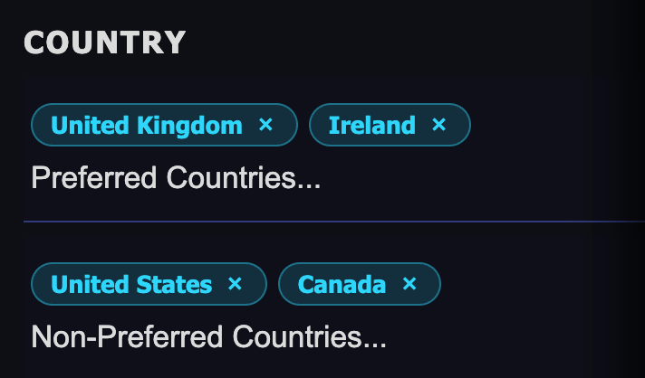 Filter by country to make international friends